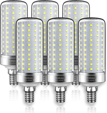 tebio Bombillas LED de Maíz E14 25W 6000K Bianco Freddo Bombillas LED de Candelabro, 2500LM, Equivalente a Bombilla Incandescente 200W, Bombillas LED de Vela No Regulables, Pack 6 Bombillas